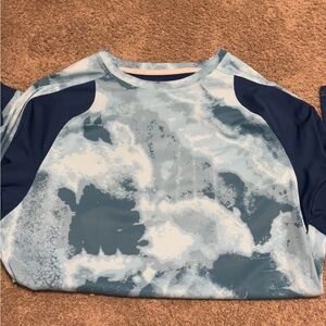 Blue and White Abstract Long Sleeve Under Armour Shirt